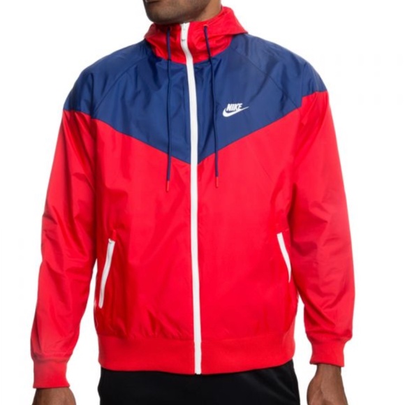 nike jacket red white and blue